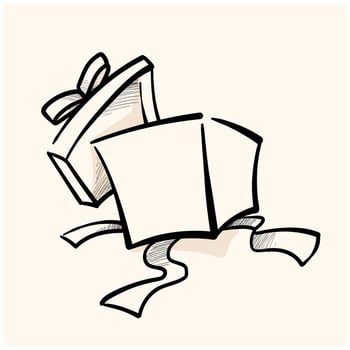 Hand drawn open gift With illustration style doodle and line art vector