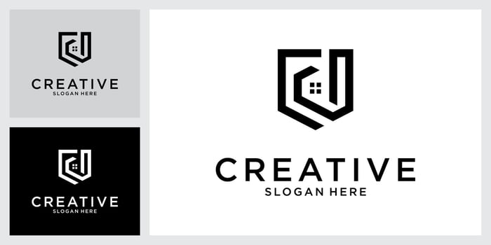 Initial letter D with home logo design. vector