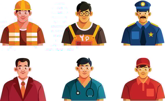Labour Character Avatar Set vector
