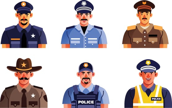 Police Character Avatar Set vector