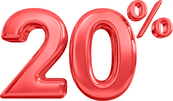 20 percent red offer in 3d png