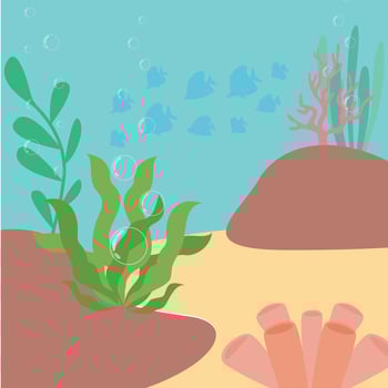 Various vegetative ocean base Undersea Flat Background vector