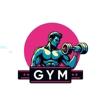 Fitness logo, Gym logo design template, with silhouettes of bodybuilders, vector