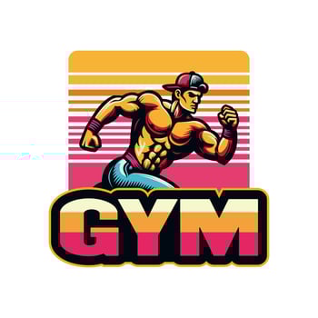 Fitness logo, Gym logo design template, with silhouettes of bodybuilders, vector