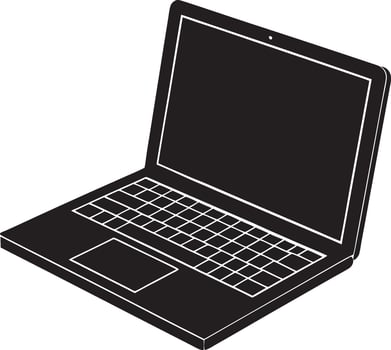 a black and white illustration of a laptop computer vector