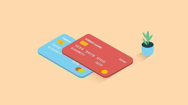 An illustration of credit and debit cards representing payment methods and online transactions vector