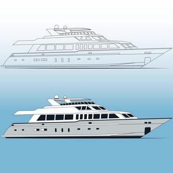 Yacht , side view illustration on background vector
