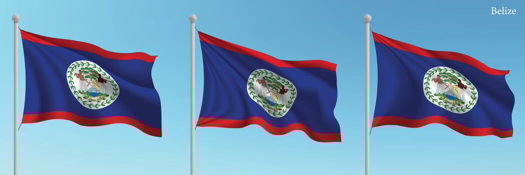 Three flags of the country of belize vector