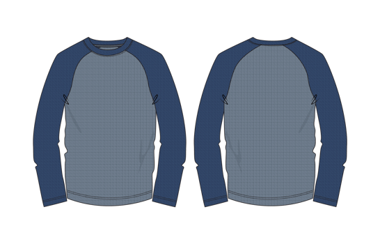 A pair of long sleeve shirts with blue sleeves png