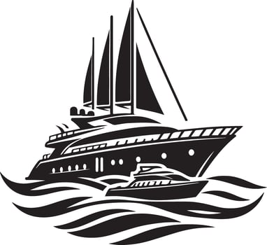 Elegant Yacht Silhouette Illustration on Clean White Background vector