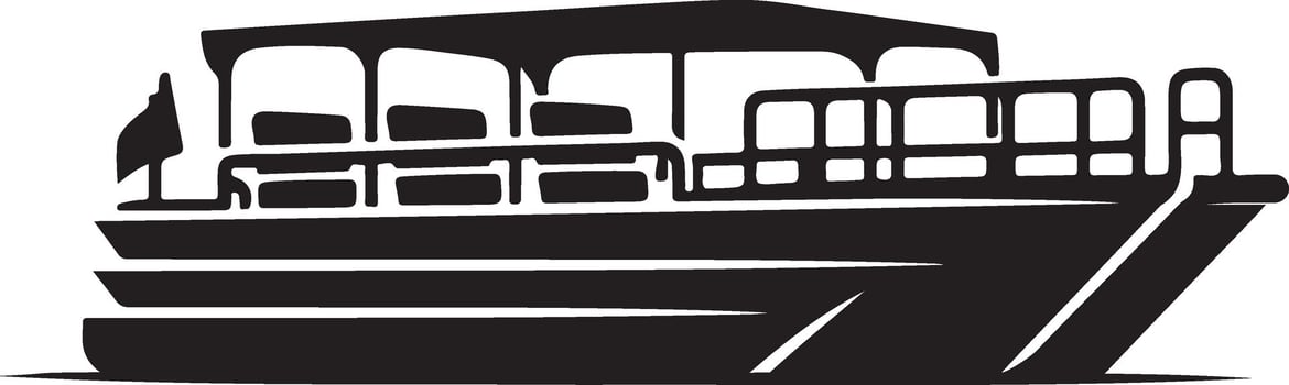 Pontoon boat silhouette, illustration black color vector