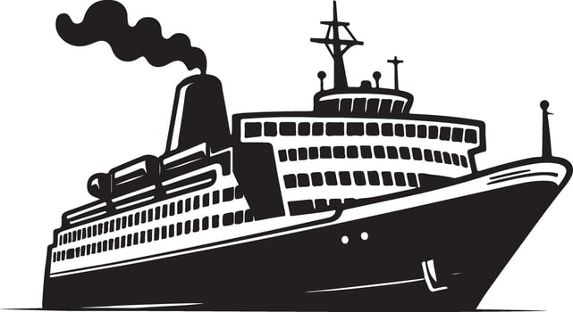 Ferry silhouette, black color vector