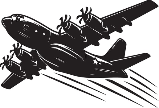 Aircraft silhouette, illustration black color vector