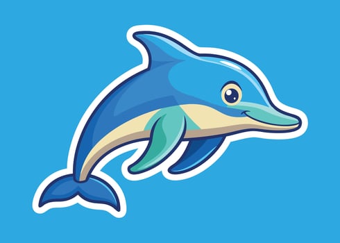 Joyful Dolphin Swimming in Ocean vector