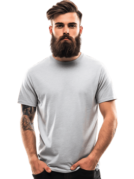Trendy Man in Light Gray Streetwear T-Shirt png