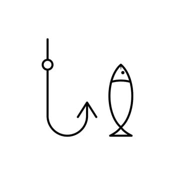 fish hook icon design concept outline style vector