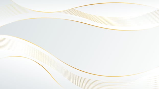 Elegant white-gray luxury wave background with gold lines. Abstract modern wallpapers vector