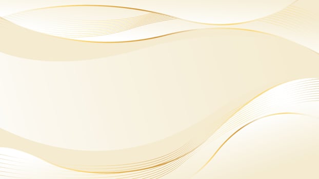 Beautiful cream color luxury wave background with gold lines. Abstract elegant wallpapers vector
