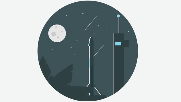 Space earth station rocket launch pad illustration vector
