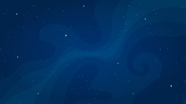 Starry night sky background illustration. Cartoon style night sky light horizontal graphic on dark blue background for astronomy wallpaper design or children science concept. vector