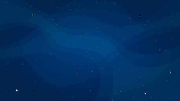 Cartoon outer space background illustration. Abstract shiny stars systems in outer space on horizontal dark blue background for children space game or night sky graphic design concept. vector