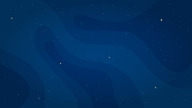 Blue star systems background illustration. Cartoon style star systems light graphic on dark blue horizontal background for children science futuristic design or astrology graphic concept. vector