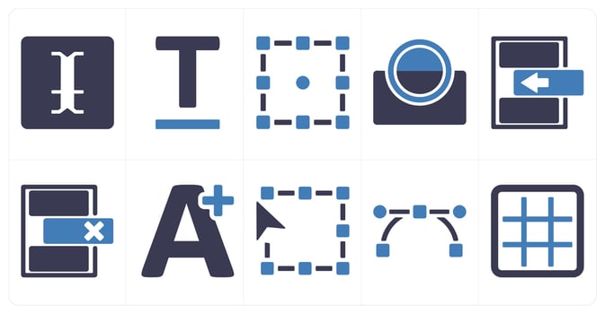 A set of 10 editing tools icons as paragraph, text, transform vector