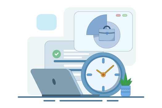 time management concept for work. organizing and dividing time for part time work. managing or organizing time to be productive. planning and work. flat illustration. vector