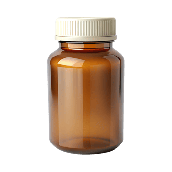 Realistic glossy brown drug or medicine bottle. . png
