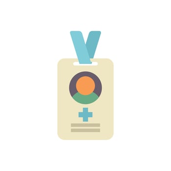 Medical id card hanging with blue ribbon showing doctor identity vector