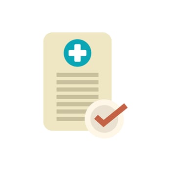 Medical report with check mark icon showing health checkup is done vector