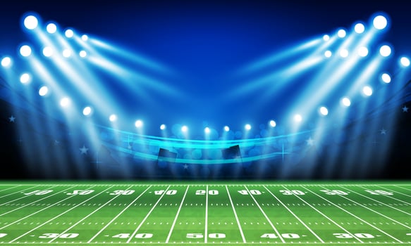 American football arena field with bright stadium lights design. illumination vector