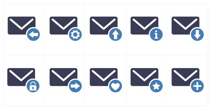 A set of 10 mail icons as received mail, mail setting, send mail vector