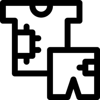 A black and white image of a shirt and pants vector