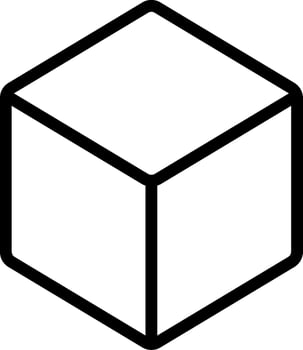 A black and white cube with a white outline vector