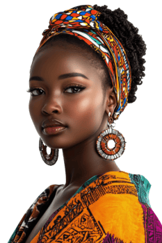 Young black woman wearing traditional African clothing png