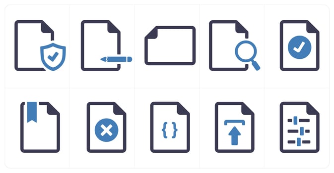 A set of 10 File icons as document, paper, horizontal document vector