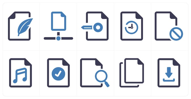 A set of 10 File icons as document, paper, horizontal document vector