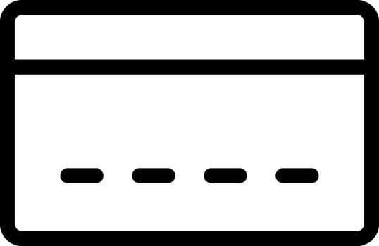 A black and white icon of a credit card vector