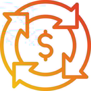 A circle with arrows pointing to a dollar sign vector