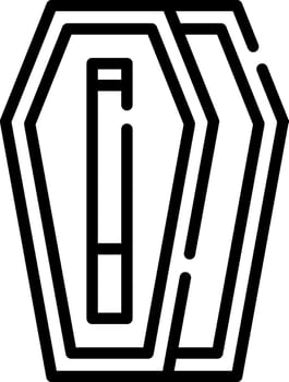 A black and white image of a coffin vector