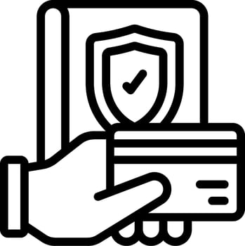 A hand holding a credit card and a book vector