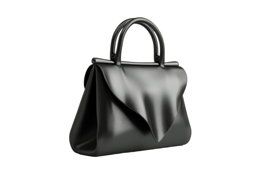 Elegant black leather handbag with a modern design, perfect for fashion-forward individuals. Ideal accessory for any stylish outfit. png