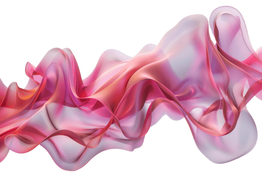 Abstract pink and purple smoke-like waves against a transparent background. creating a soft and ethereal look. Great for backgrounds or design projects. png