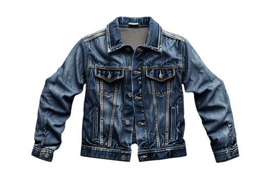 Classic blue denim jacket isolated on transparent background. Stylish and versatile, perfect for casual wear or adding a touch of edge to any outfit. png