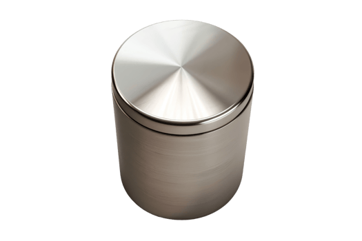 Metallic cylindrical container with a reflective surface and a sleek design, perfect for storage or decoration purposes. png