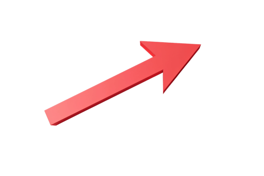 Red arrow pointing up on a transparent background. png