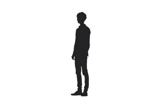 black silhouette of a person standing with feet shoulder-width apart, arms at sides. png
