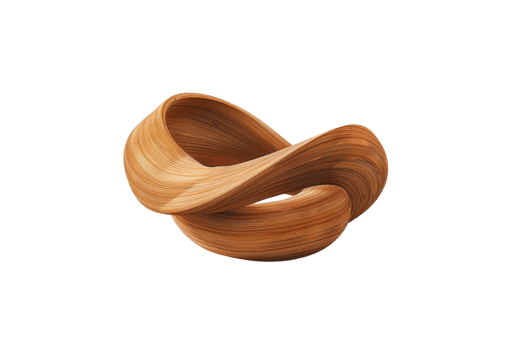 3D rendering of a wooden Mobius strip. It is a continuous surface with only one side and one edge. png