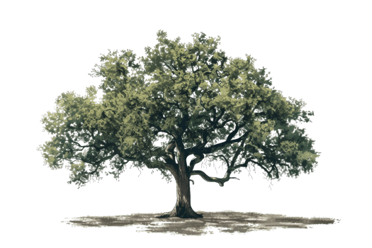 large and old tree with green leaves. png